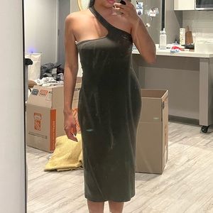 long dark olive LNA dress